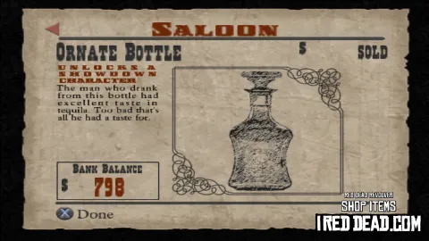 Red Dead Revolver Shop Item Ornate Bottle