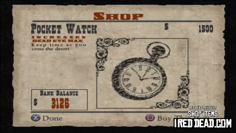 Red Dead Revolver Shop Item Pocket Watch