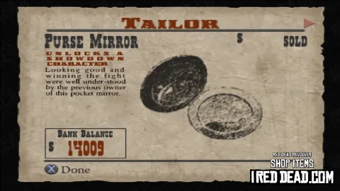 Red Dead Revolver Shop Item Purse Mirror