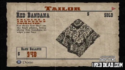 Red Dead Revolver Shop Item Red Bandana