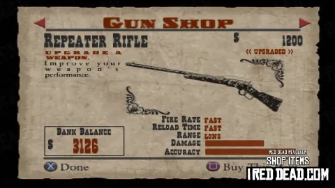 Red Dead Revolver Shop Item Repeater Rifle