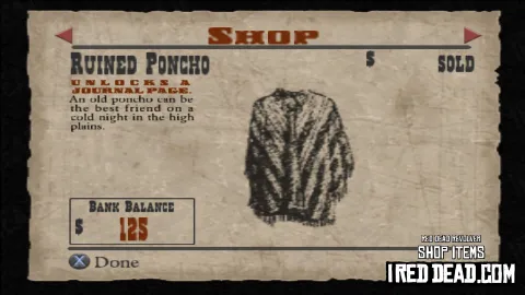 Red Dead Revolver Shop Item Ruined Poncho