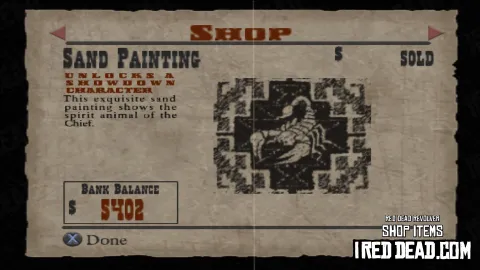 Red Dead Revolver Shop Item Sand Painting