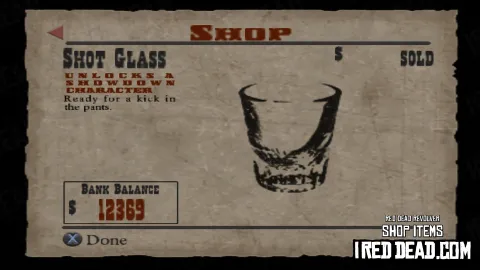 Red Dead Revolver Shop Item Shot Glass