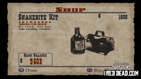 Red Dead Revolver Shop Item Snakebite Kit