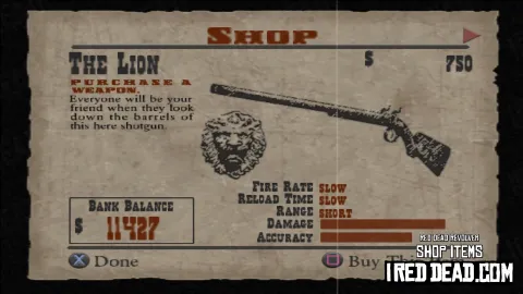 Red Dead Revolver Shop Item The Lion
