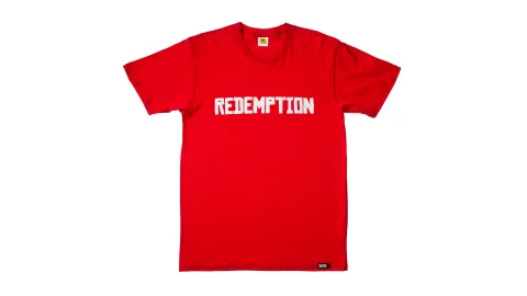 Redemption T-Shirt - White on Red