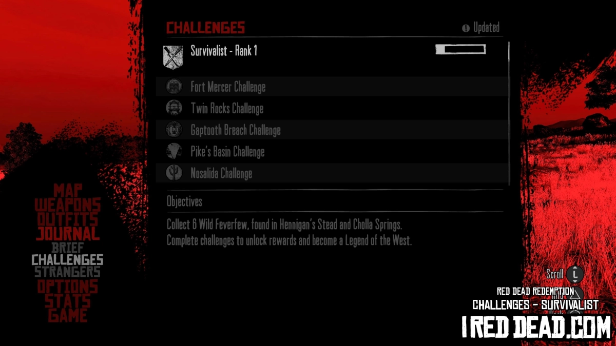 Red Dead Redemption Challenges Survivalist