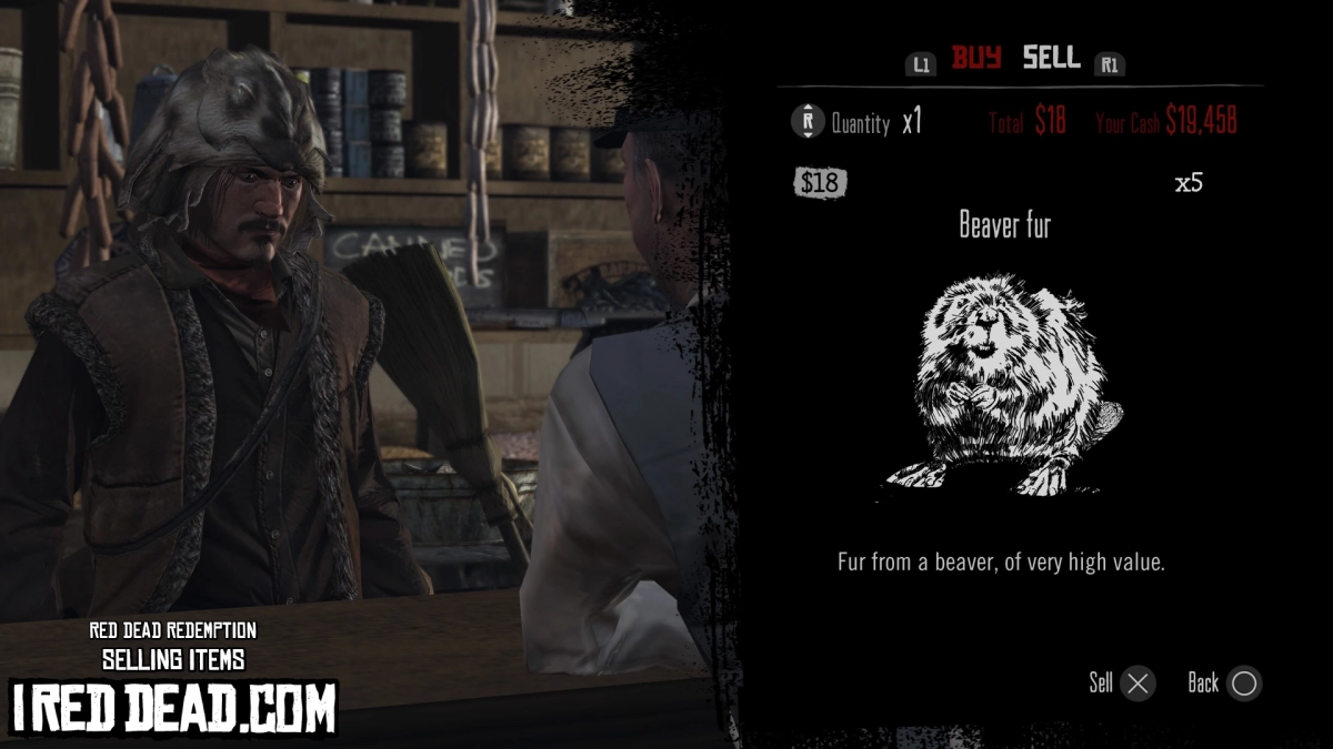Red Dead Redemption Selling Items Beaver Fur