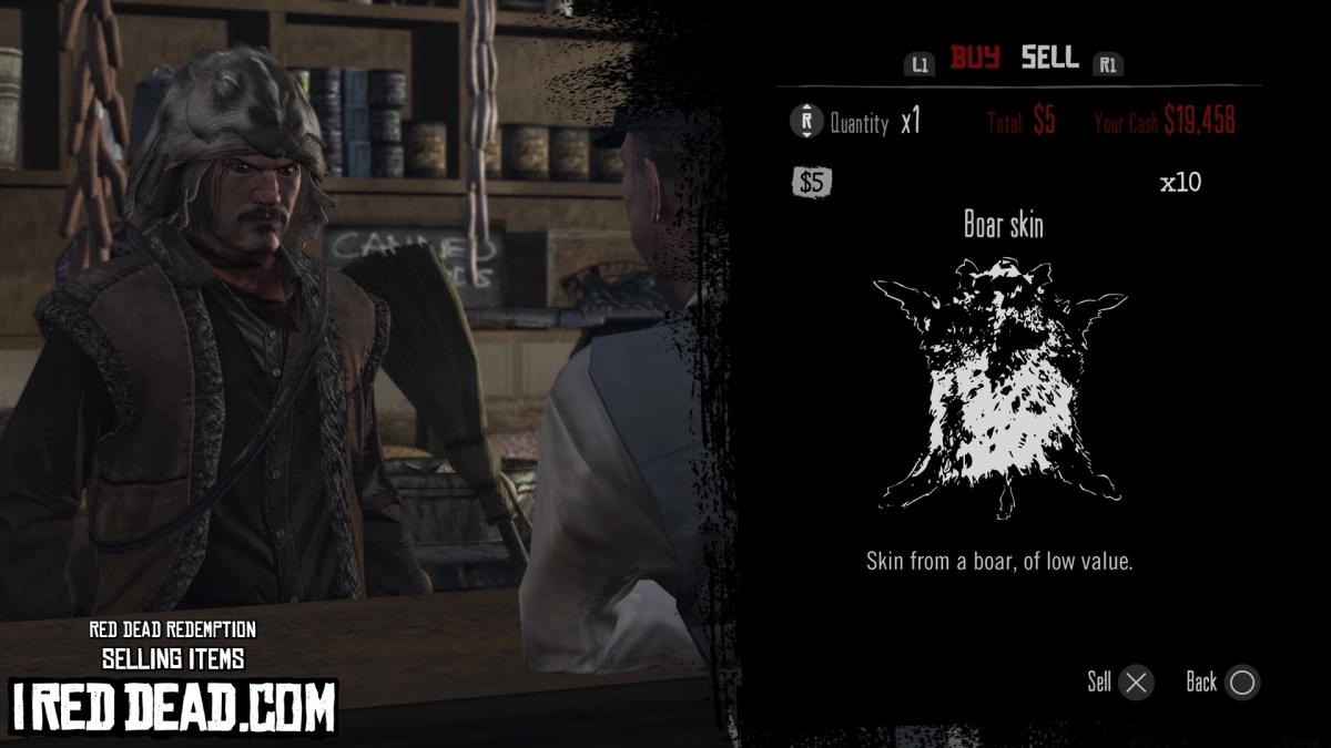 Red Dead Redemption Selling Items Boar Skin