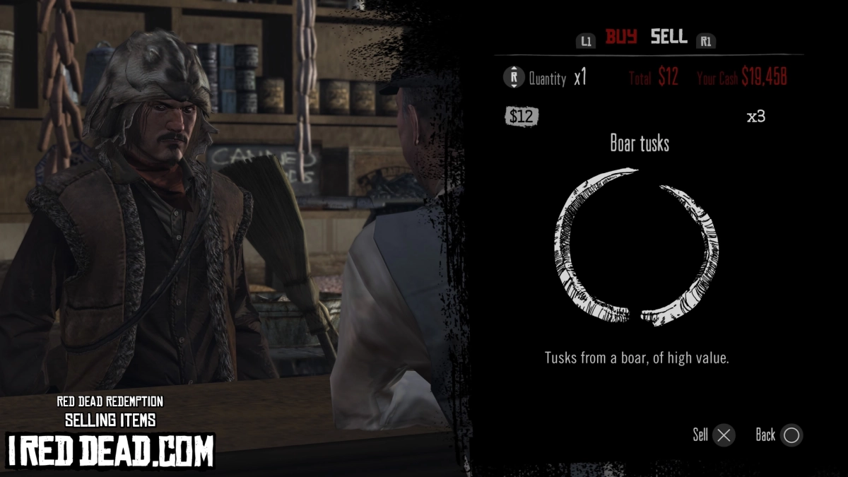 Red Dead Redemption Selling Items Boar Tusks
