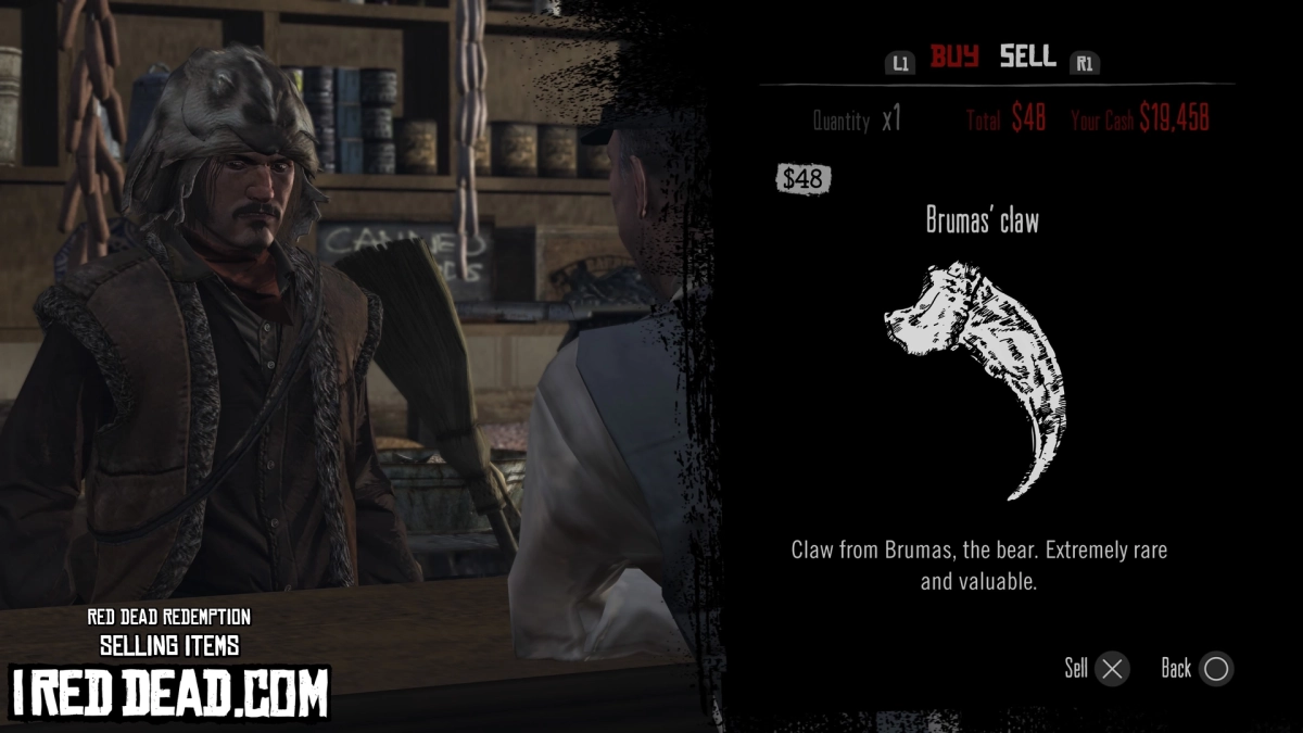Red Dead Redemption Selling Items Brumas Claw
