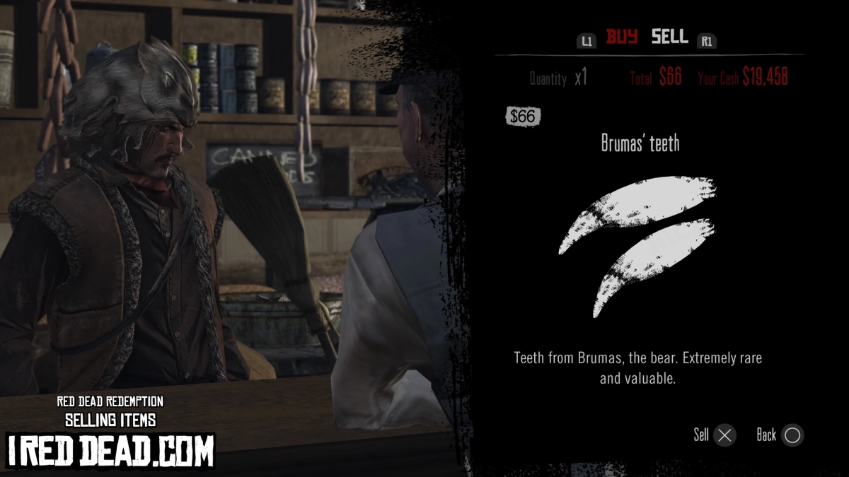 Red Dead Redemption Selling Items Brumas Teeth