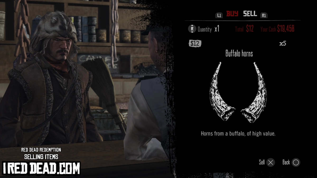 Red Dead Redemption Selling Items Buffalo Horns