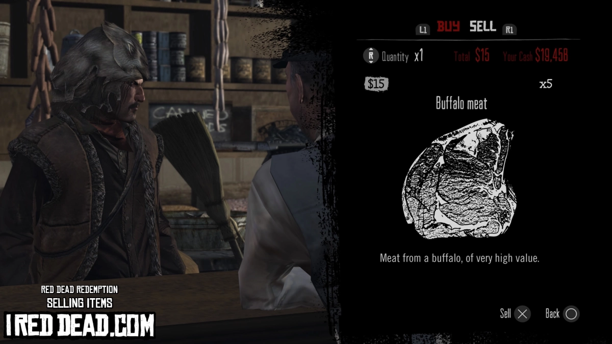 Red Dead Redemption Selling Items Buffalo Meat