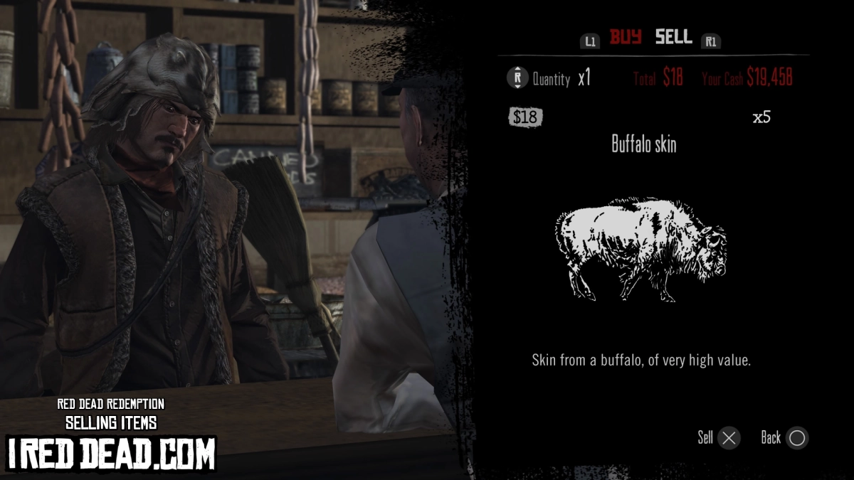 Red Dead Redemption Selling Items Buffalo Skin