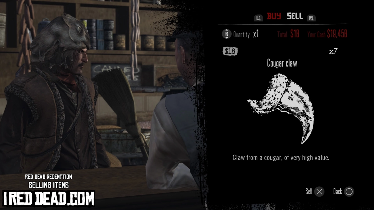 Red Dead Redemption Selling Items Cougar Claw