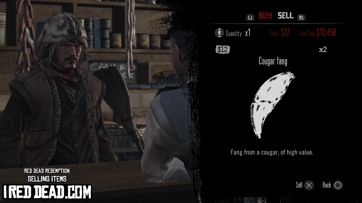 Red Dead Redemption Selling Items Cougar Fang
