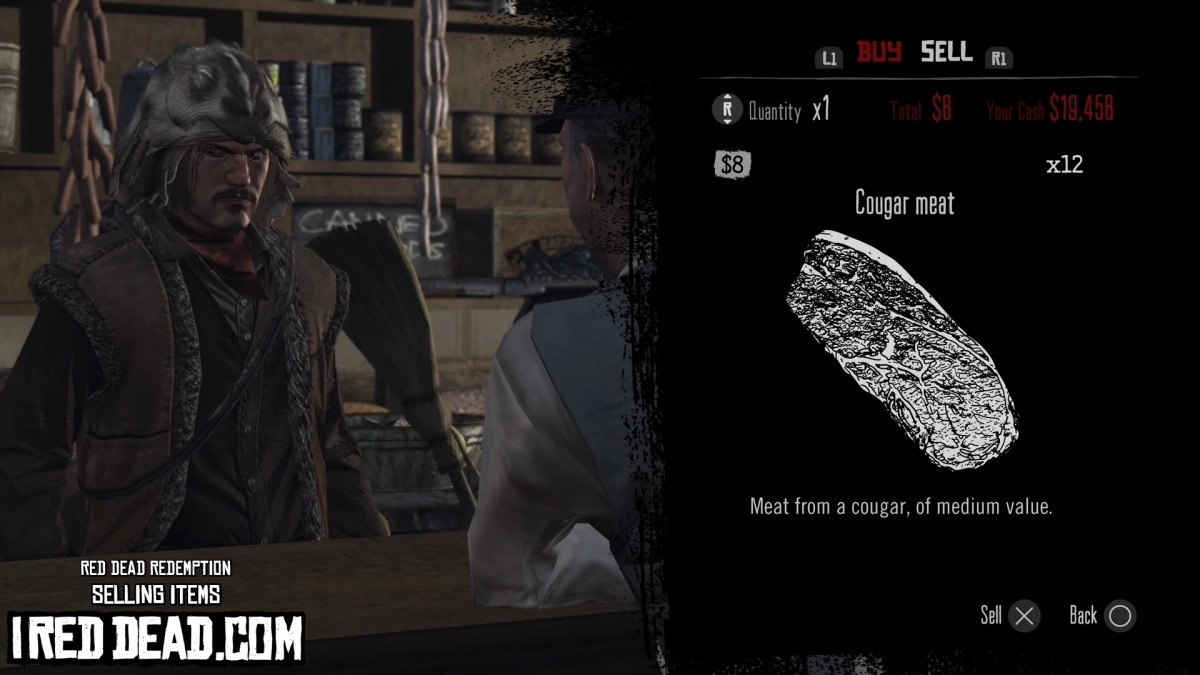 Red Dead Redemption Selling Items Cougar Meat