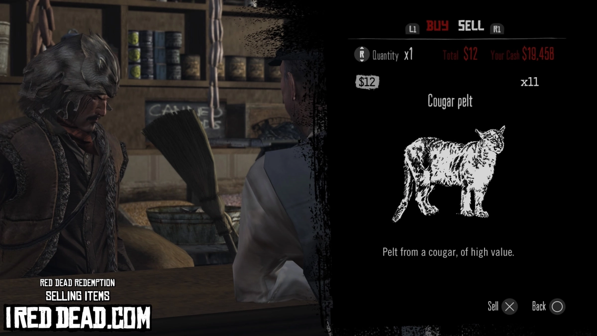 Red Dead Redemption Selling Items Cougar Pelt