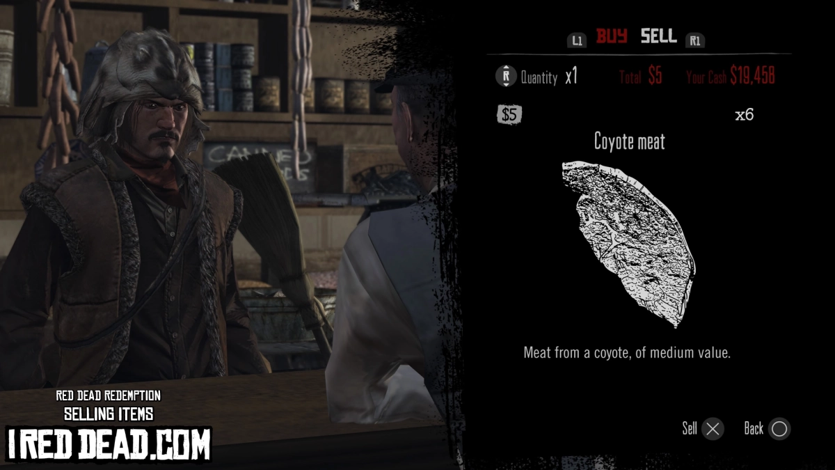 Red Dead Redemption Selling Items Coyote Meat