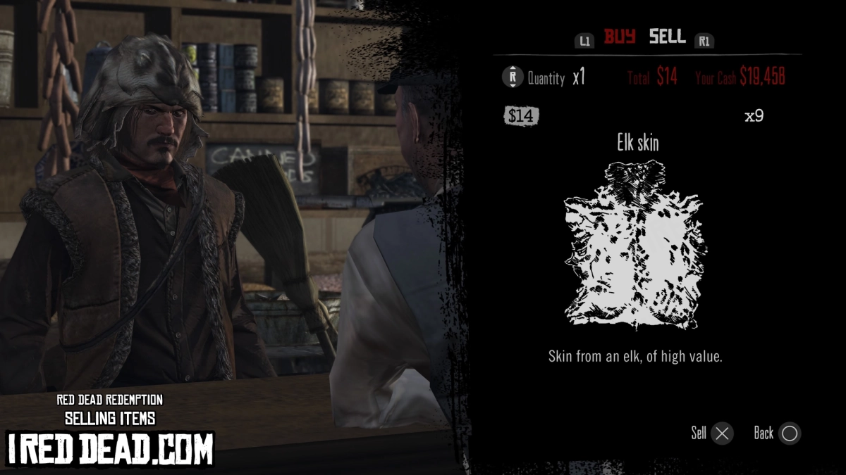 Red Dead Redemption Selling Items Elk Skin