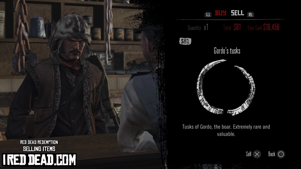 Red Dead Redemption Selling Items Gordos Tusks