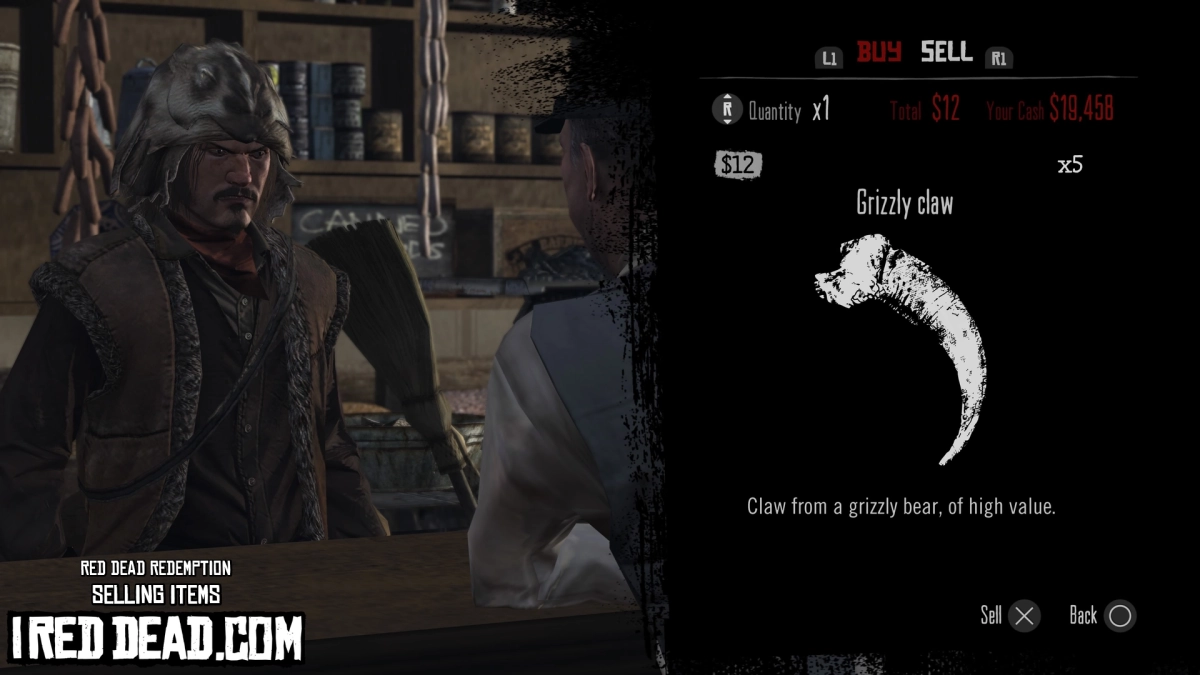 Red Dead Redemption Selling Items Grizzly Claw