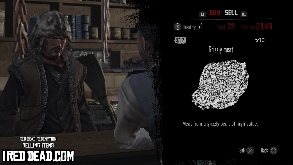 Red Dead Redemption Selling Items Grizzly Meat