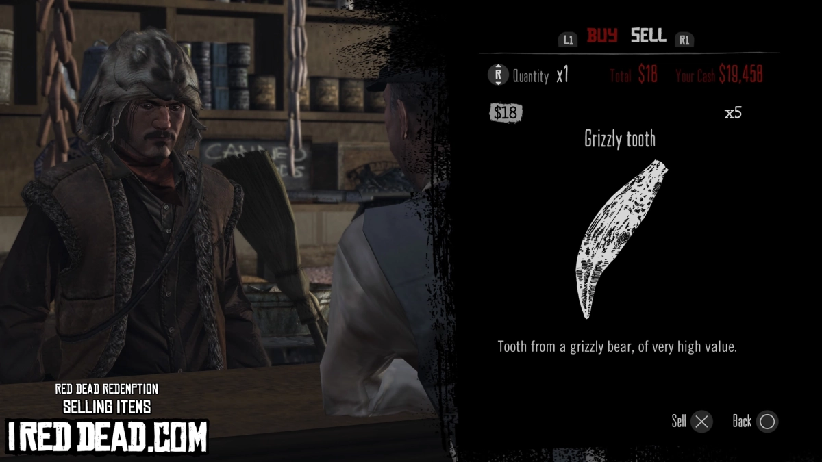 Red Dead Redemption Selling Items Grizzly Tooth
