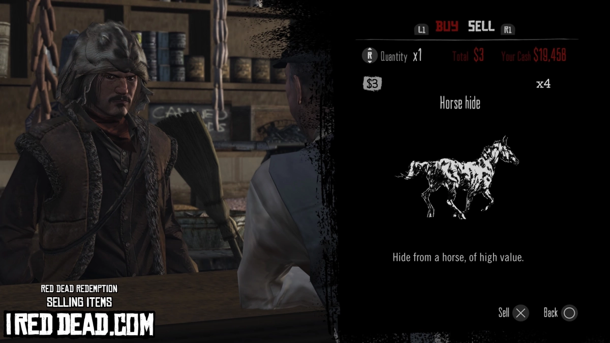 Red Dead Redemption Selling Items Horse Hide