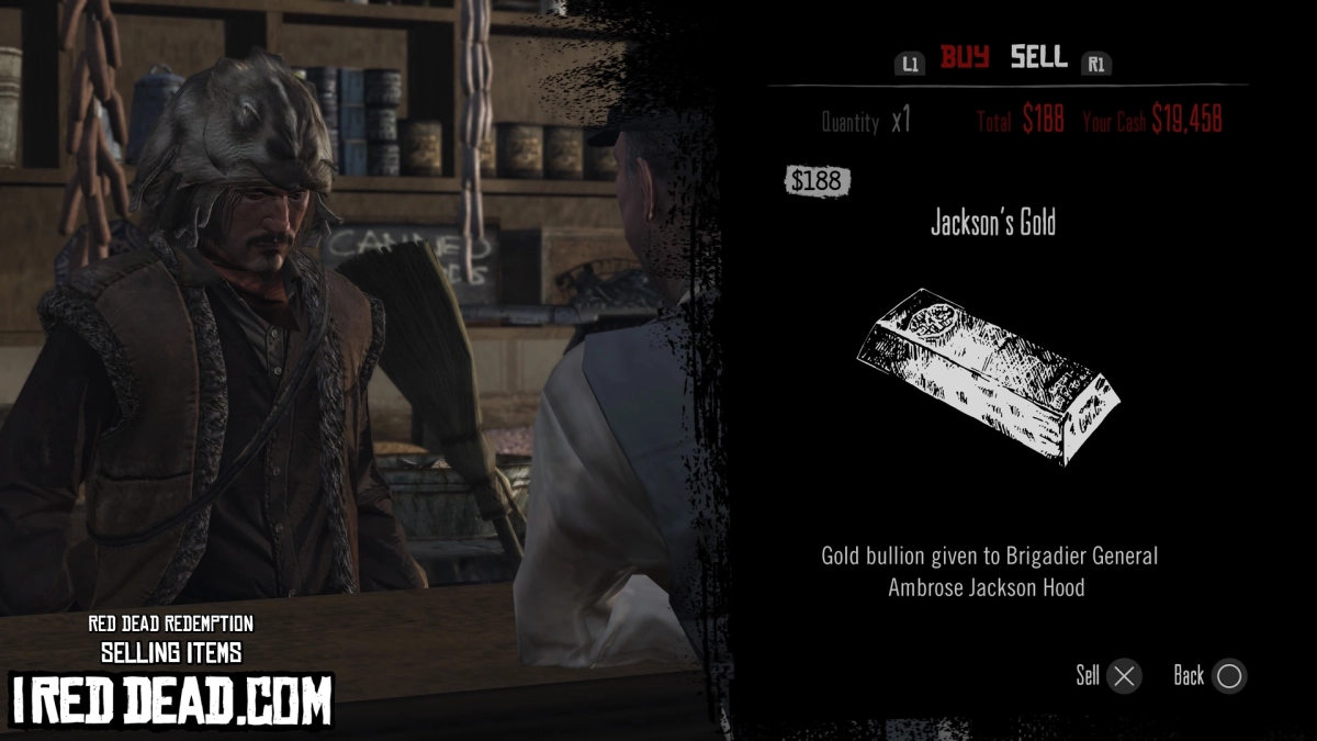 Red Dead Redemption Selling Items Jacksons Gold