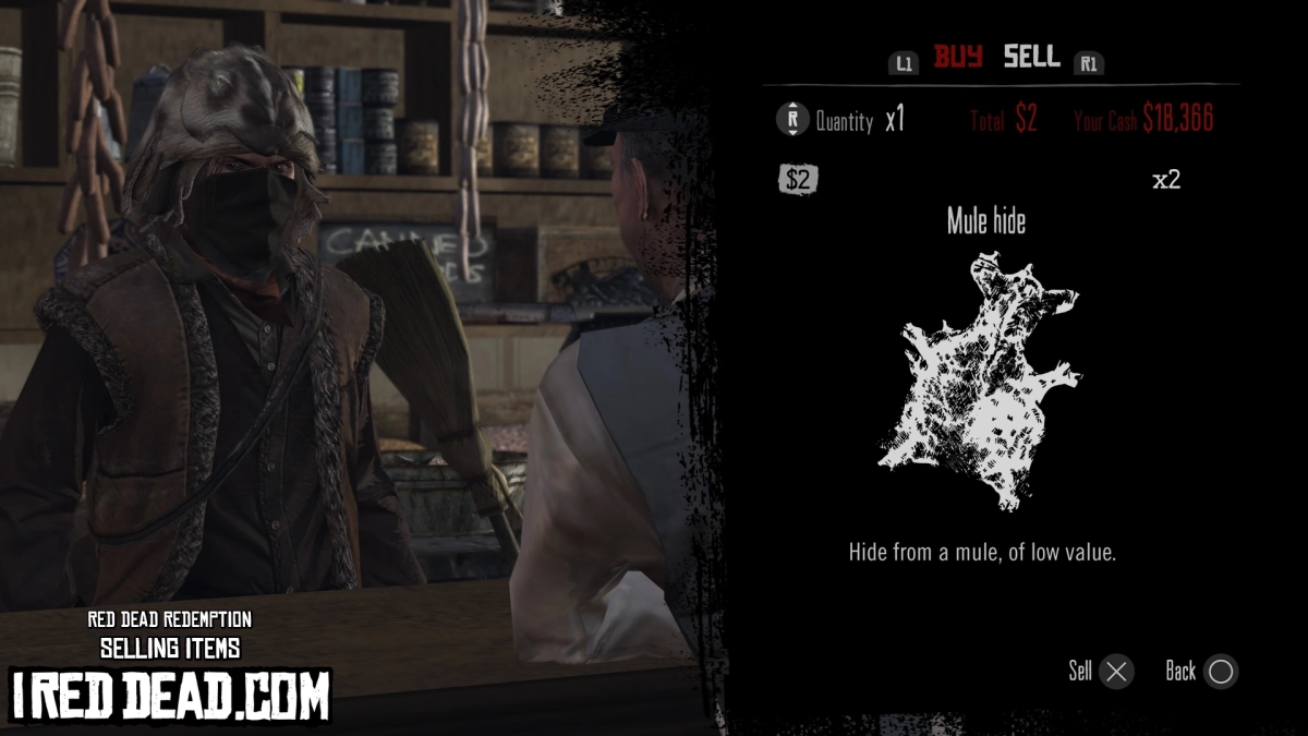 Red Dead Redemption Selling Items Mule Hide