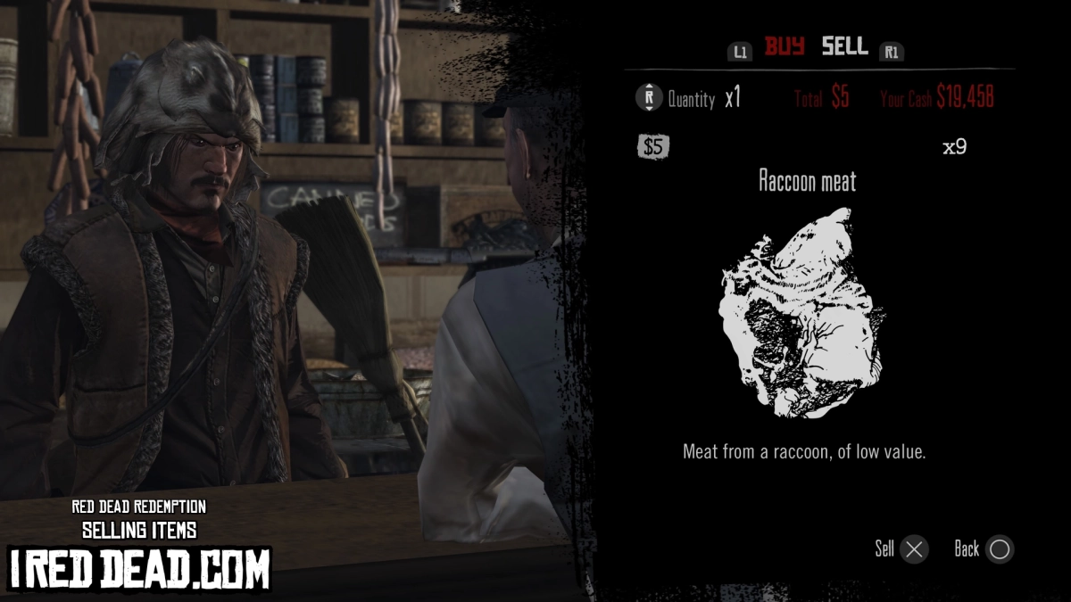Red Dead Redemption Selling Items Raccoon Meat