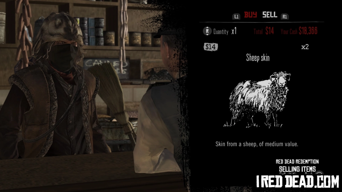 Red Dead Redemption Selling Items Sheep Skin