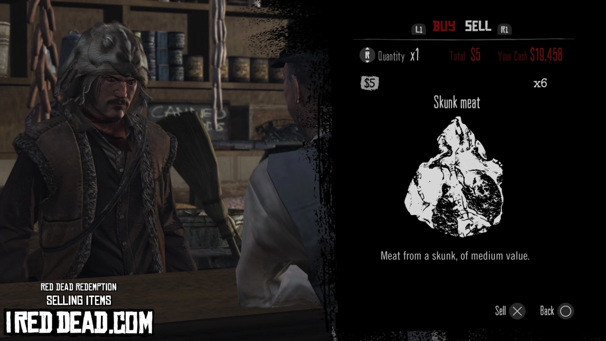 Red Dead Redemption Selling Items Skunk Meat