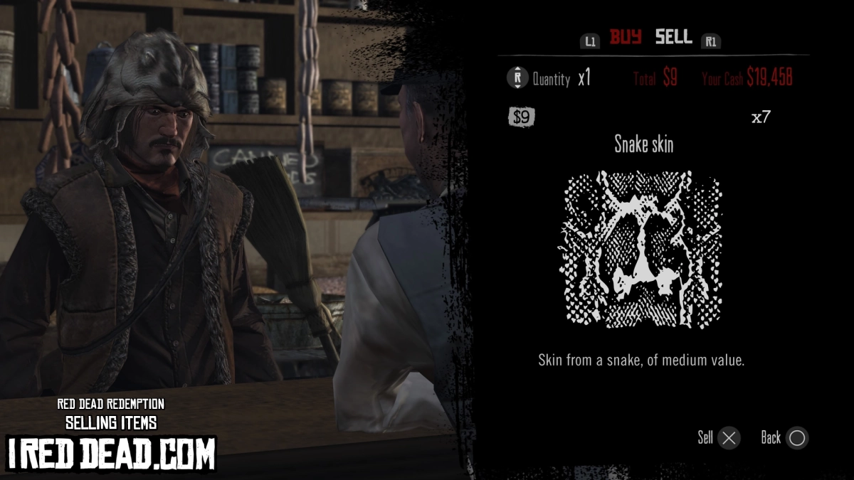 Red Dead Redemption Selling Items Snake Skin