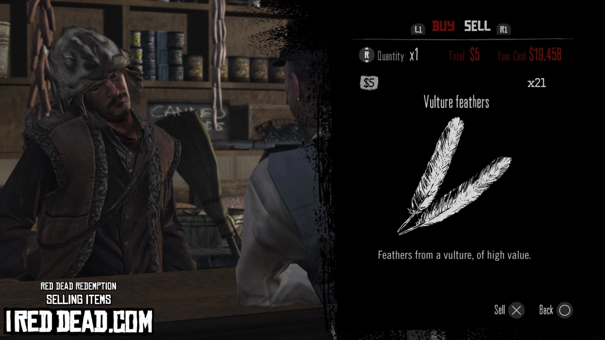 Red Dead Redemption Selling Items Vulture Feathers