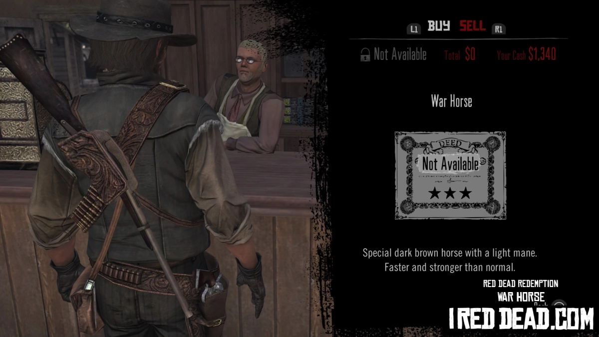 Red Dead Redemption Shop Item War Horse