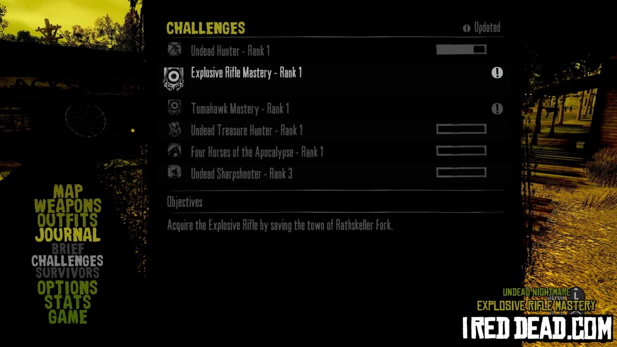 Red Dead Redemption Undead Nightmare Explosive Rifle Mastery Rank 1 Menu