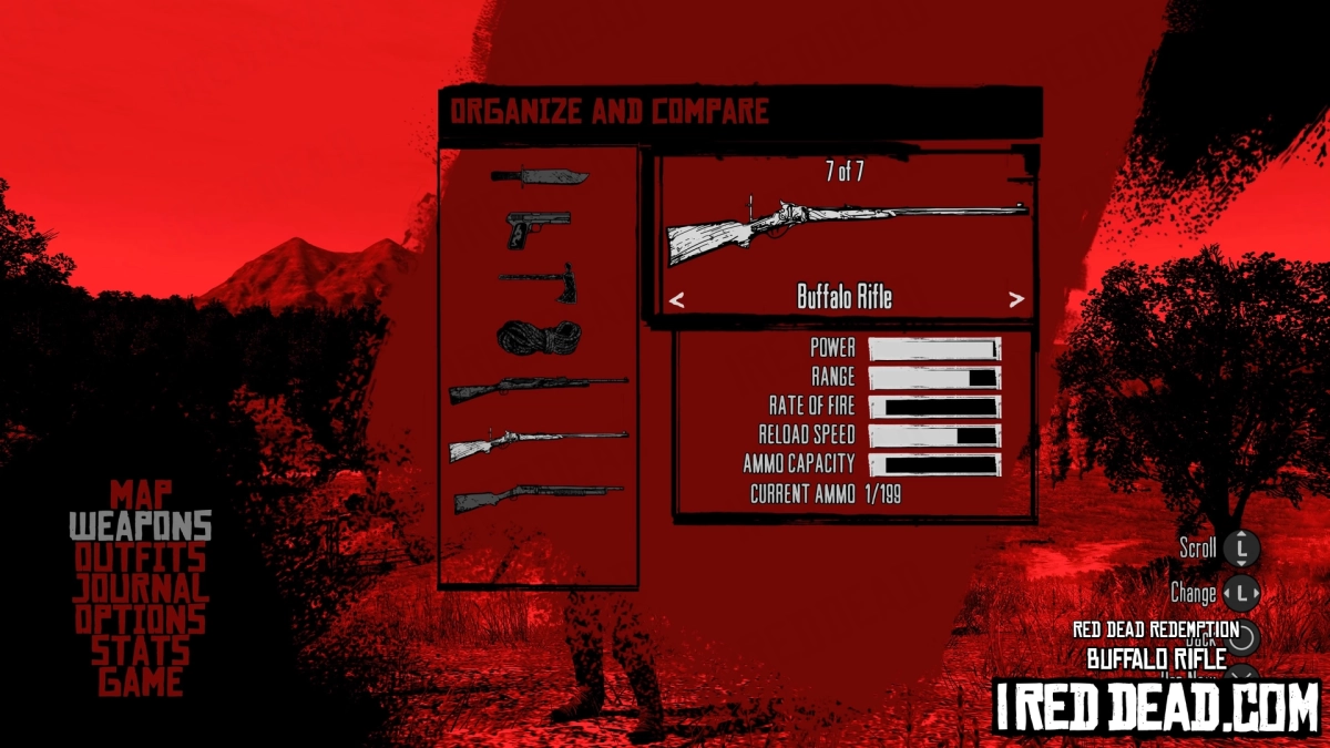 Red Dead Redemption Weapons Buffalo Rifle Menu