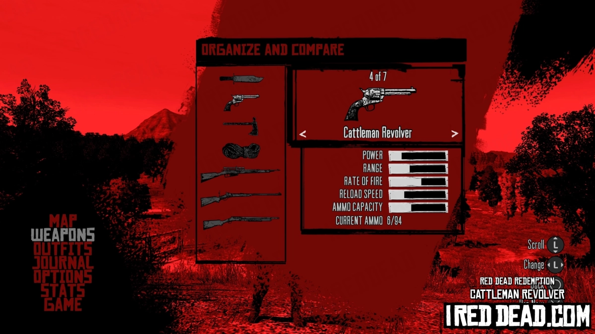 Red Dead Redemption Weapons Cattleman Revolver Menu