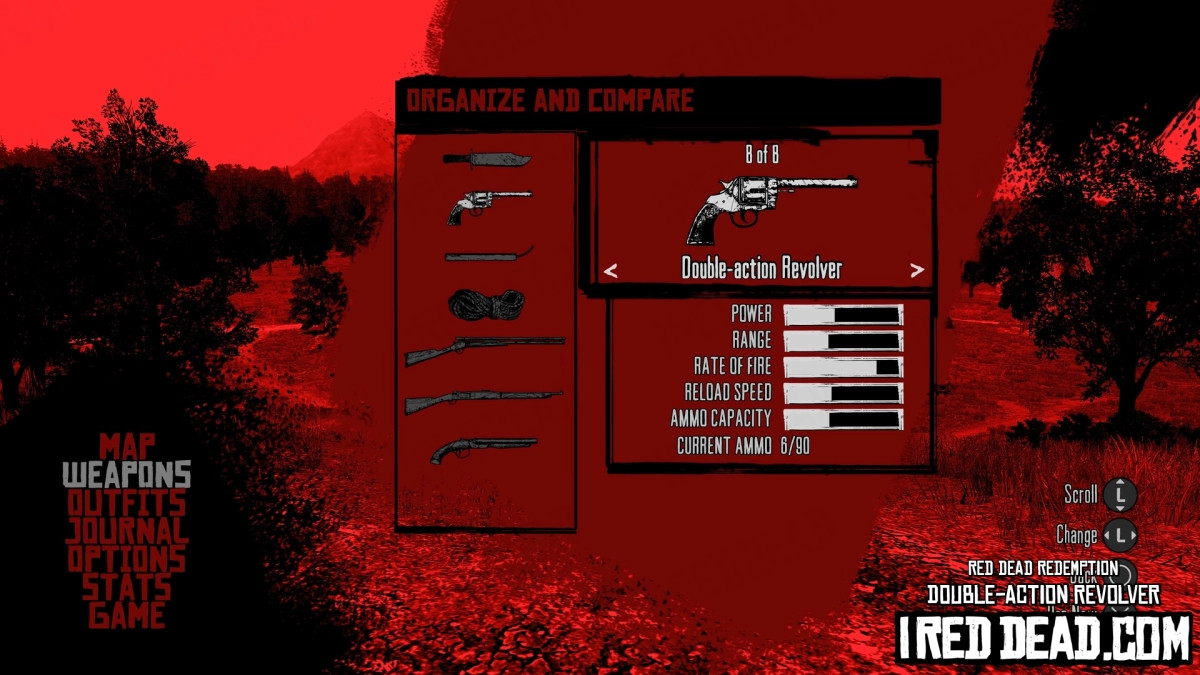 Red Dead Redemption Weapons Double Action Revolver Menu