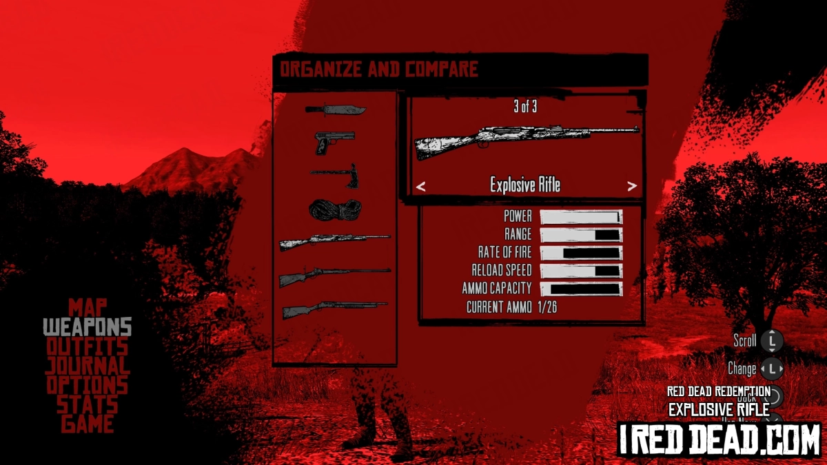 Red Dead Redemption Weapons Explosive Rifle Menu