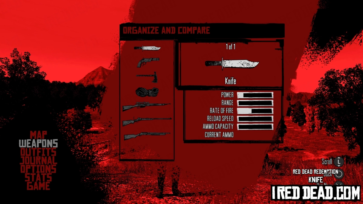 Red Dead Redemption Weapons Knife Menu