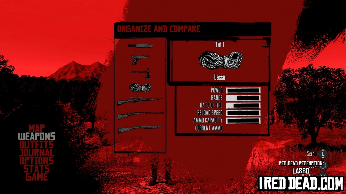 Red Dead Redemption Weapons Lasso Menu