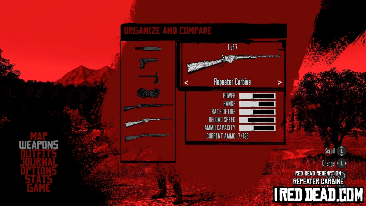 Red Dead Redemption Weapons Repeater Carbine Menu
