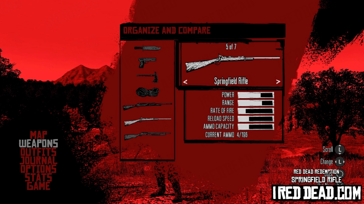 Red Dead Redemption Weapons Springfield Rifle Menu