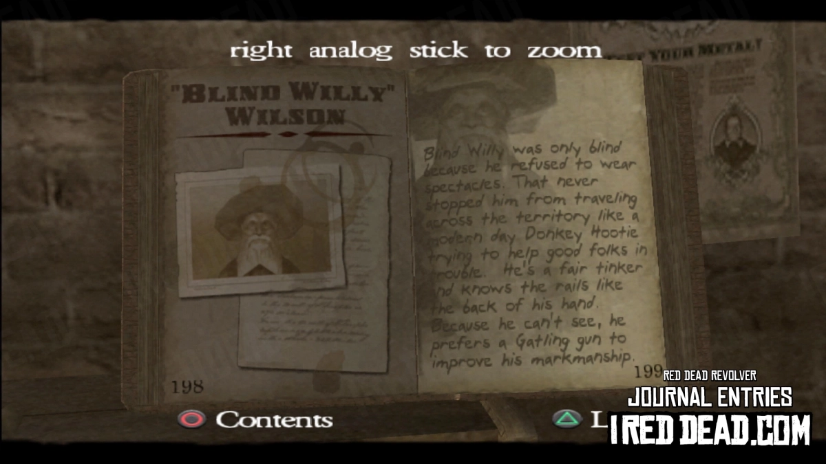 Red Dead Revolver Journal Entry 100 - "Blind Willy" Wilson