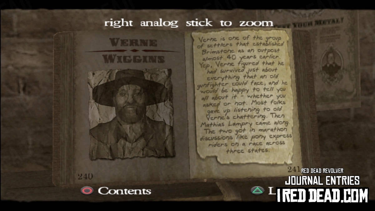Red Dead Revolver Journal Entry 121 - Verne Wiggins